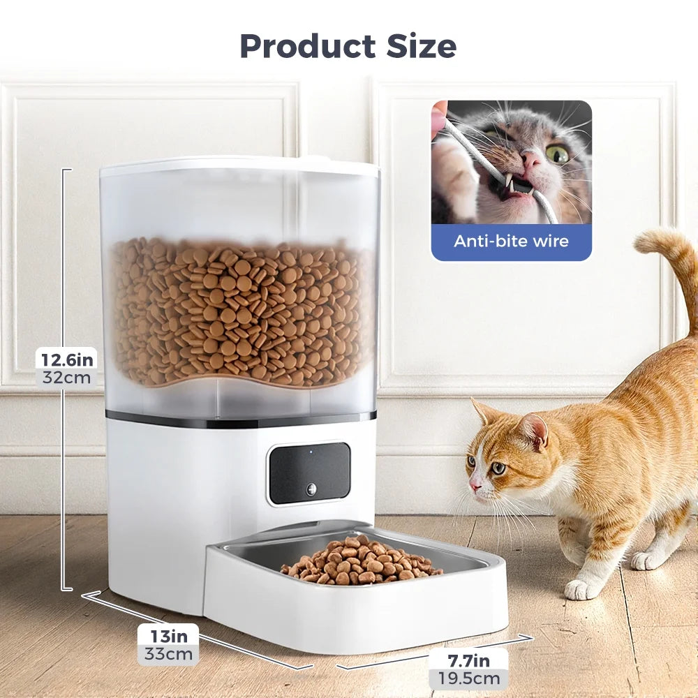 Automatic Cat Feeder, Wifi Pet Feeder with APP Control for Cat/Dog, 6L Smart Cat Food Dispenser, Dog Feeder with Timed Feeding