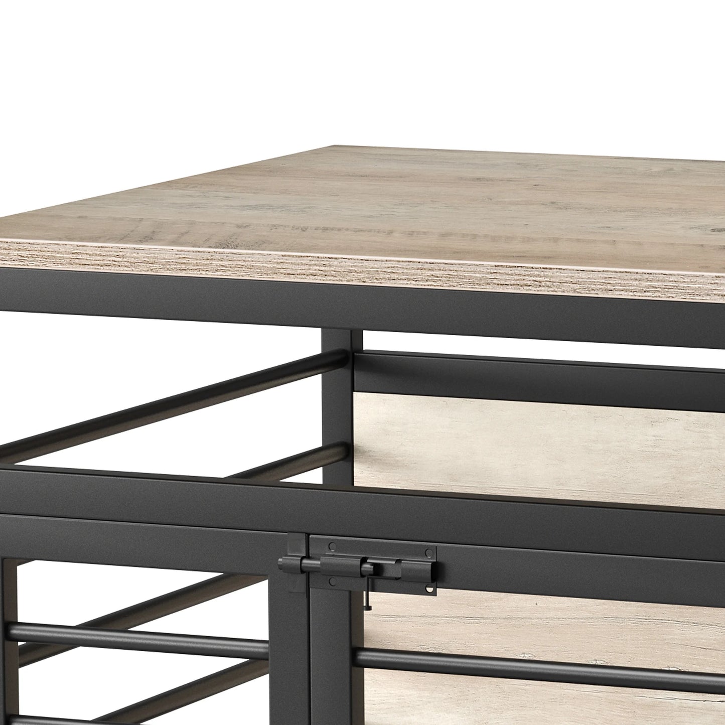 23.6" Dog Crate Furniture Wooden Dog House with Wheels, Dog Kennel Indoor for Small Medium Dogs - Brown & Black