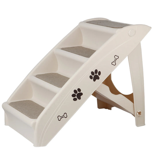 Pet Dog Foldable Stairs 4 Steps for High Bed for Small Dogs
