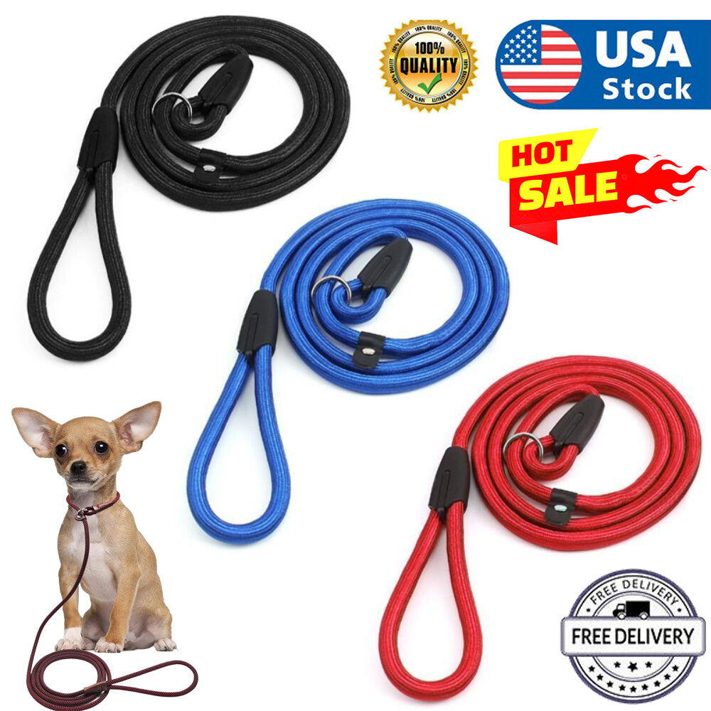 Dog Accessories Pet Dog Nylon Rope Training Leash Slip Lead Strap Adjustable USA