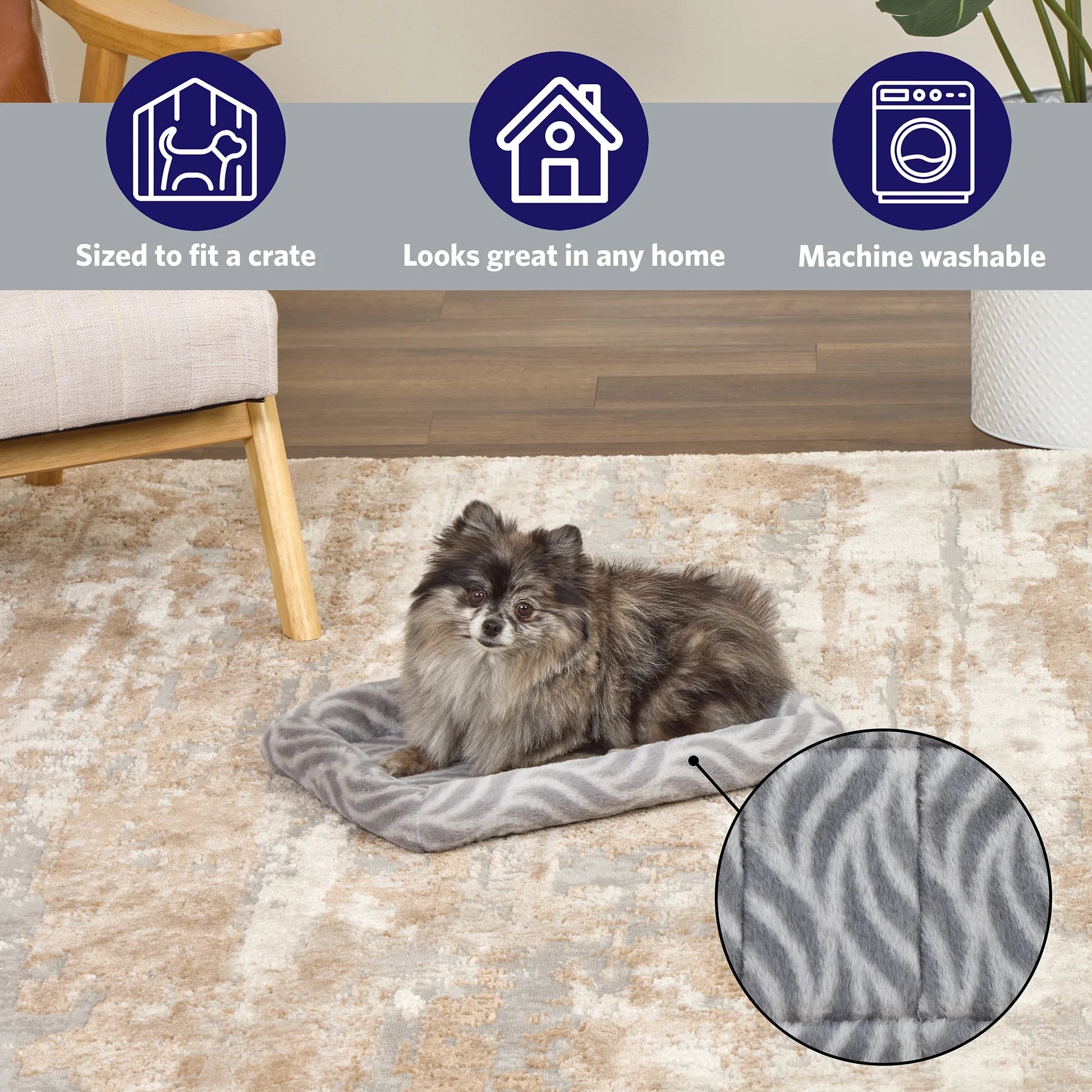 18Inch Gray Wave Pet Bed for Small Dog/Cat, 40218-WVGY