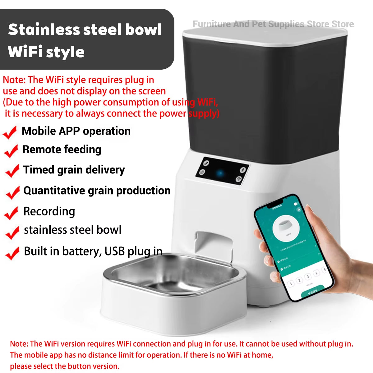 4.5L Smart Pet Feeder Automatic Cat Feeder Dog Slow Feeder Timed and Quantified Automatic Cat Food Dispenser Cat and Dog Bowl