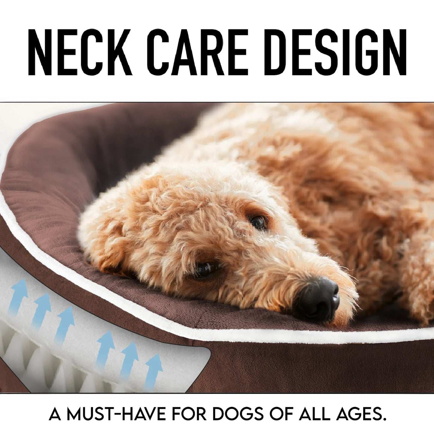 Brown Luxury Sofa-Style Pet Orthopedic Bed for Medium Dogs – Removable Machine-Washable Plush Cover, 4-Sided Bolster, Non-Slip Bottom, Size 35"X28"X6"