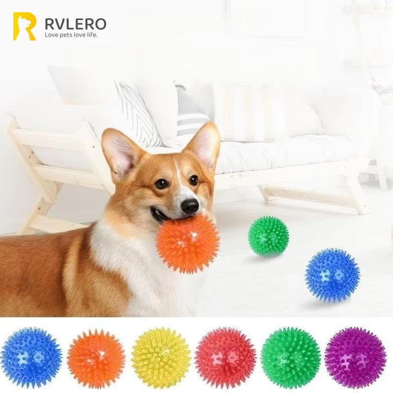 1PCS Soundmaking Toy Soft Sting Massage Elastic Ball Tooth Cleaning TPR Training Pet Teeth Chewingthorn Balls Pet Accessories