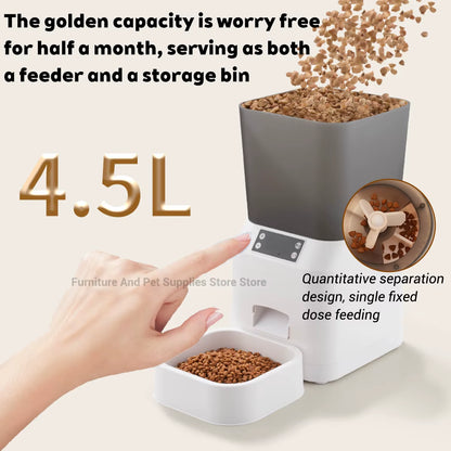 4.5L Smart Pet Feeder Automatic Cat Feeder Dog Slow Feeder Timed and Quantified Automatic Cat Food Dispenser Cat and Dog Bowl