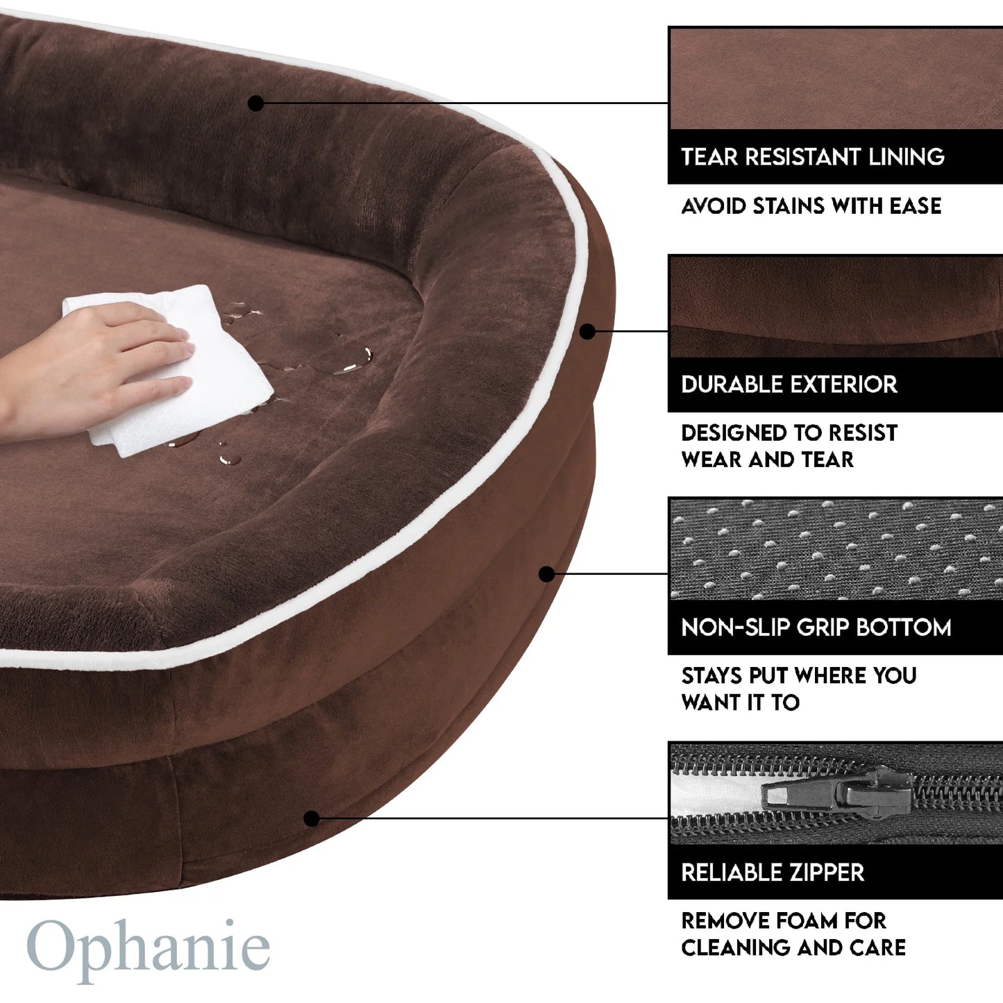 Brown Luxury Sofa-Style Pet Orthopedic Bed for Medium Dogs – Removable Machine-Washable Plush Cover, 4-Sided Bolster, Non-Slip Bottom, Size 35"X28"X6"