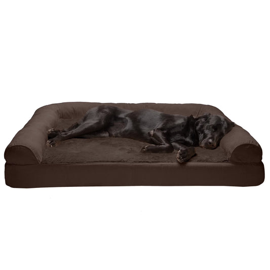 Plush & Suede Full Support Orthopedic Sofa Pet Bed for Dogs & Cats - Espresso, Jumbo Plus