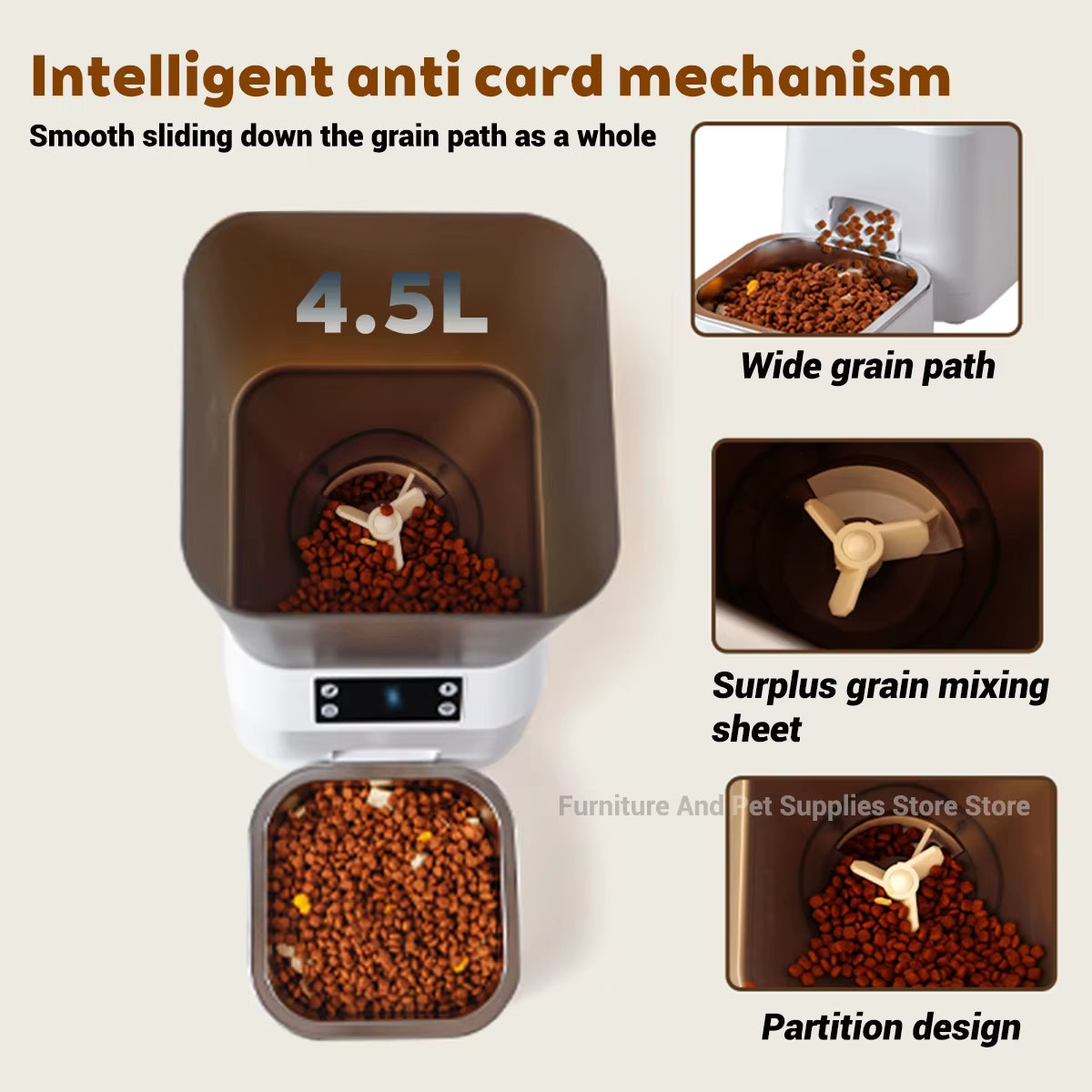 4.5L Smart Pet Feeder Automatic Cat Feeder Dog Slow Feeder Timed and Quantified Automatic Cat Food Dispenser Cat and Dog Bowl