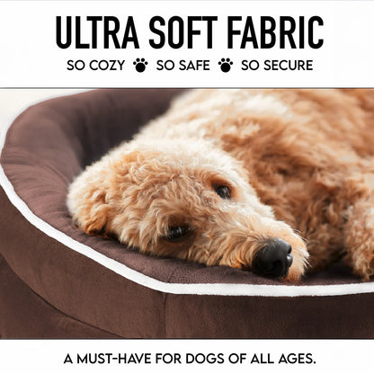 Brown Luxury Sofa-Style Pet Orthopedic Bed for Medium Dogs – Removable Machine-Washable Plush Cover, 4-Sided Bolster, Non-Slip Bottom, Size 35"X28"X6"
