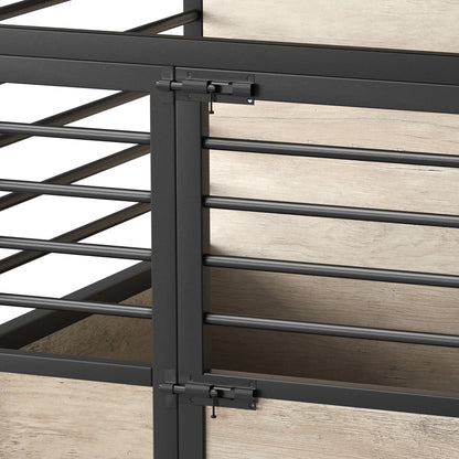 23.6" Dog Crate Furniture Wooden Dog House with Wheels, Dog Kennel Indoor for Small Medium Dogs - Brown & Black