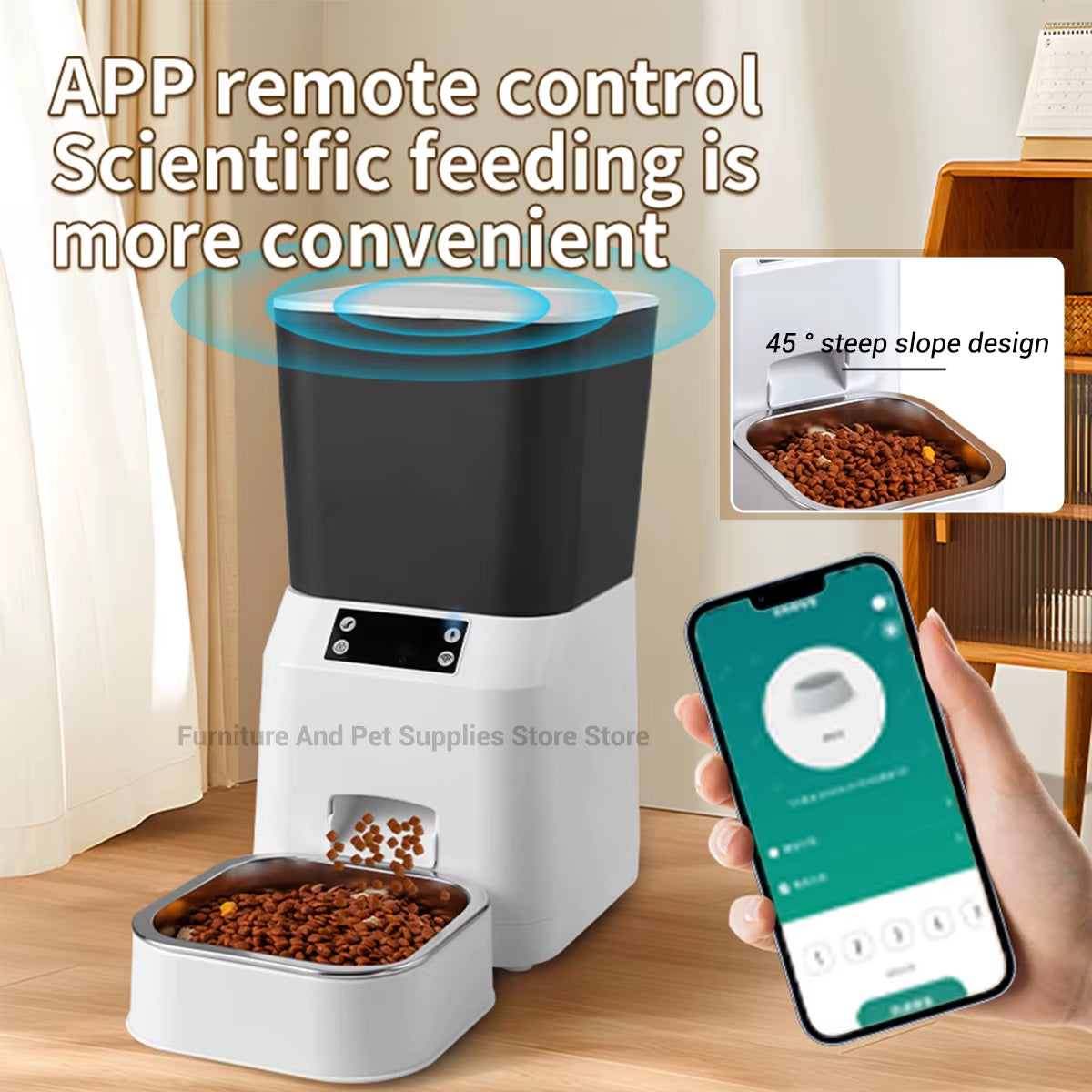 4.5L Smart Pet Feeder Automatic Cat Feeder Dog Slow Feeder Timed and Quantified Automatic Cat Food Dispenser Cat and Dog Bowl