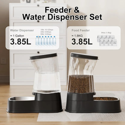 Automatic Cat Feeder and Food Dispenser Gravity Pet Feeder Cat Dog Bowls for Water and Food 2Pcs
