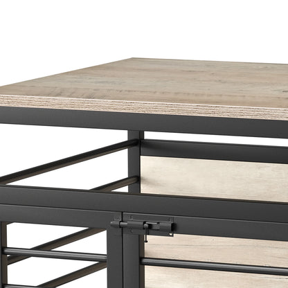 23.6" Dog Crate Furniture Wooden Dog House with Wheels, Dog Kennel Indoor for Small Medium Dogs - Brown & Black