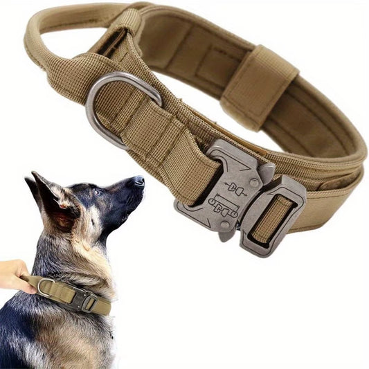 Tactical Dog Collar Adjustable Pet Collar Training Dog Collar with Heavy Duty Metal Buckle for Medium and Large Dogs Accessories
